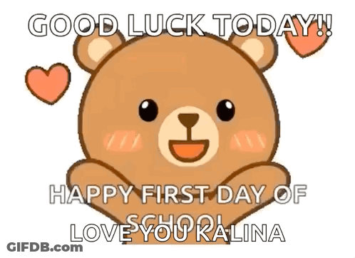 Teddy Bear Says Good Luck Happy First Day Of School GIF
