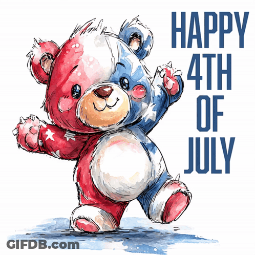 Teddy Bear Says Happy 4Th Of July GIF
