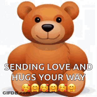 Teddy Bear Sending Love And Hugs With Smiley Paws GIF