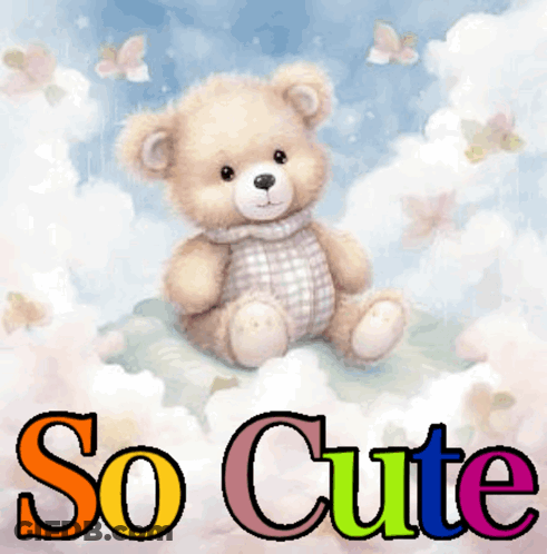 Teddy Bear Sitting In Clouds So Cute GIF