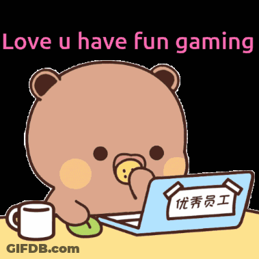 Teddy Bear Sitting In Front Of Laptop Love U Have Fun Gaming GIF