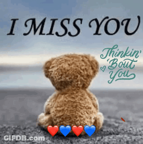Teddy Bear Sitting On Beach With Hearts GIF