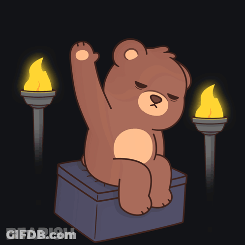 Teddy Bear Sitting On Box Saying Bearish GIF