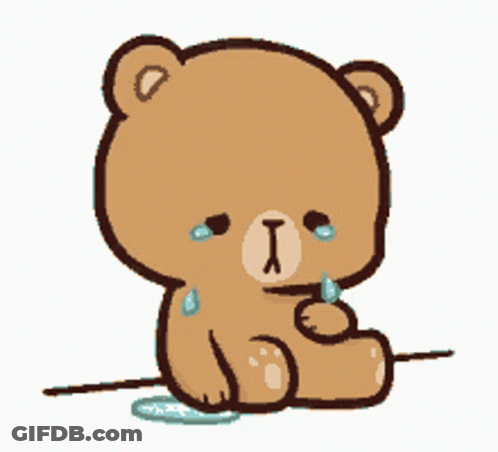 Teddy Bear Sitting On Ground With Tears GIF