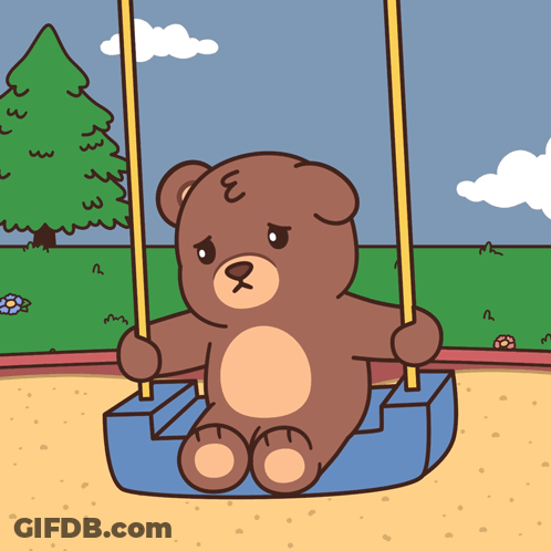 Teddy Bear Sitting On Swing With E GIF