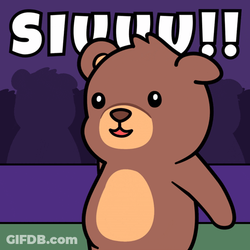 Teddy Bear Standing In Front Of Sign Saying Sisuu GIF