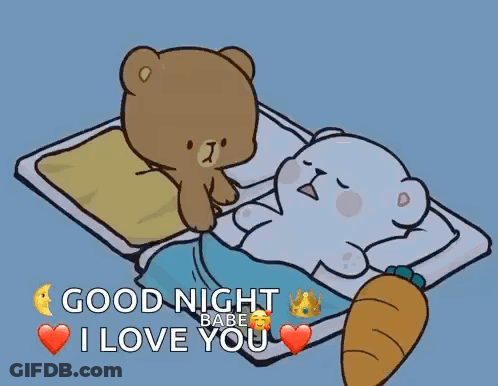 Teddy Bear Standing Next To Sleeping Teddy Good Night Babe I Love You GIF