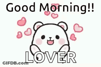 Teddy Bear Surrounded By Hearts Saying Good Morning GIF