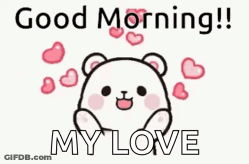 Teddy Bear Surrounded By Hearts Saying Good Morning My Love GIF