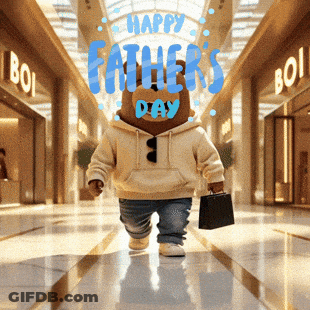 Teddy Bear Walking Down Hallway Happy Father's Day GIF