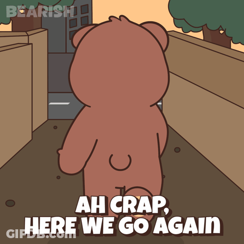 Teddy Bear Walking Down Sidewalk GIF