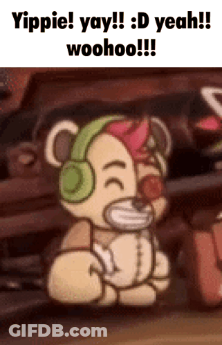 Teddy Bear Wearing Headphones Holding Microphone GIF