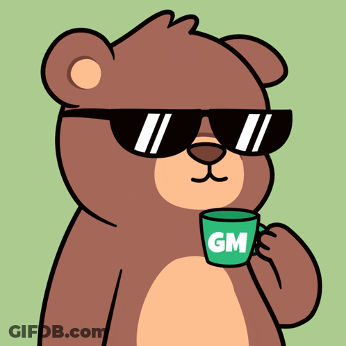 Teddy Bear Wearing Sunglasses Holding Green GM Cup GIF
