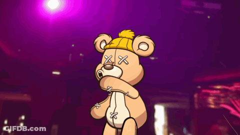 Teddy Bear Wearing Yellow Hat With Crossed Eyes GIF