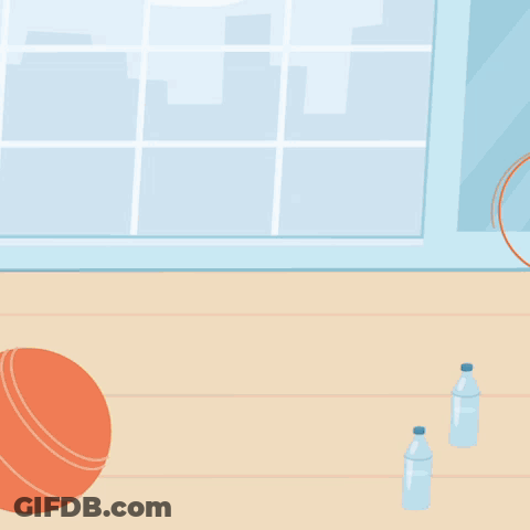 Teddy Bear With Backpack Next To Orange Ball GIF