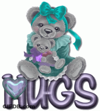 Teddy Bear With Blue Bow Holding Smaller Teddy GIF
