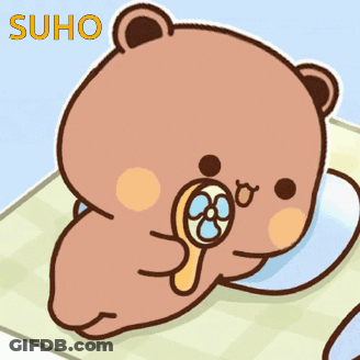 Teddy Bear With Fan And Suho GIF