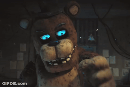 Teddy Bear With Glowing Blue Eyes Making Funny Face GIF