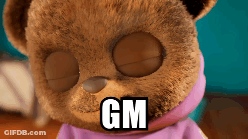 Teddy Bear With GM Written On It GIF