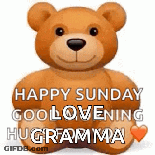 Teddy Bear With Happy Sunday Words GIF