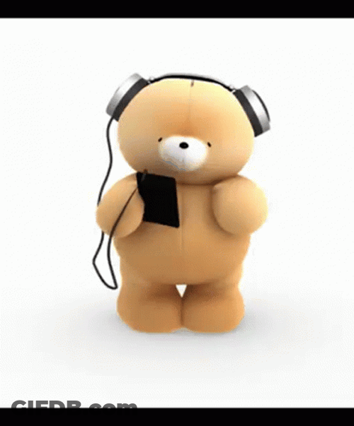 Teddy Bear With Headphone GIF