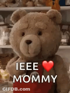 Teddy Bear With Heart Saying I Eee Mommy GIF