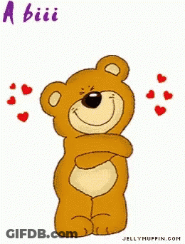 Teddy Bear With Hearts And Big Hug GIF