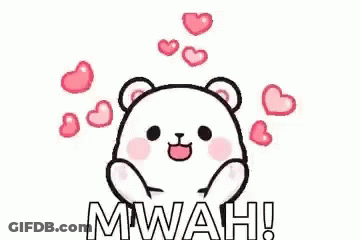 Teddy Bear With Hearts And Mwah GIF