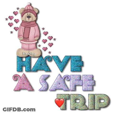Teddy Bear With Hearts Have Safe Trip GIF
