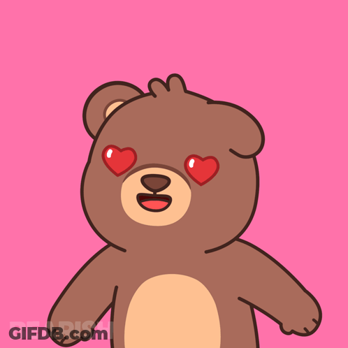 Teddy Bear With Hearts In Eyes Saying Bearish GIF
