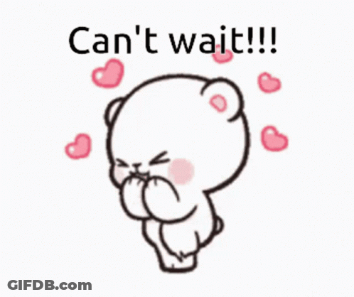 Teddy Bear With Hearts Saying Can't Wait GIF