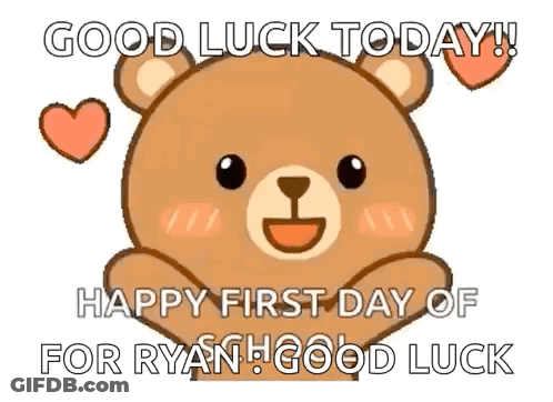 Teddy Bear With Hearts Saying Good Luck Ryan GIF