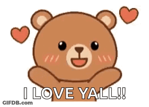 Teddy Bear With Hearts Saying I Love Yall GIF