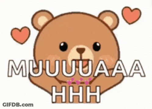 Teddy Bear With Hearts Saying Muuuaaa Hhh GIF