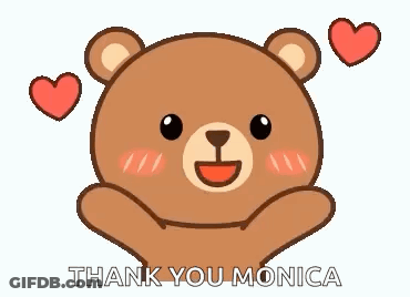 Teddy Bear With Hearts Saying Thank You Monica GIF