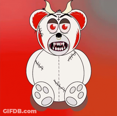 Teddy Bear With Horns And Cross On Head GIF