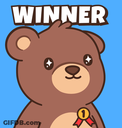 Teddy Bear With Medal Saying Winner GIF