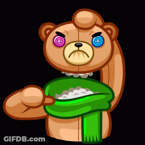 Teddy Bear With Pink And Blue Buttons GIF