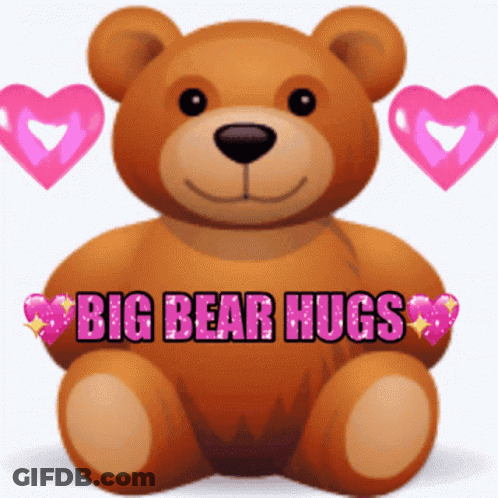 Teddy Bear With Pink Hearts Big Bear Hugs GIF