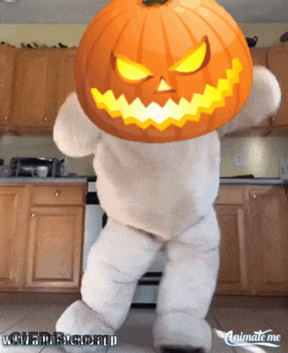 Teddy Bear With Pumpkin On Head Animateme.app GIF
