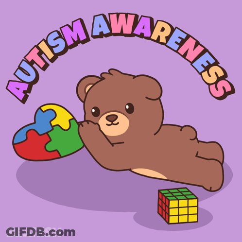 Teddy Bear With Puzzle Pieces Autism Awareness GIF