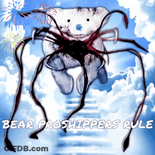 Teddy Bear With Spider Legs Saying Bear Proshippers Rule GIF