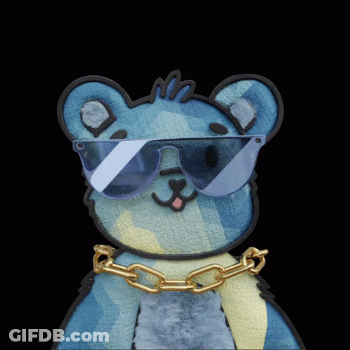 Teddy Bear With Sunglasses And Gold Chain And Pink Letter L GIF