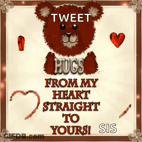 Teddy Bear With Tweet Hugs GIF