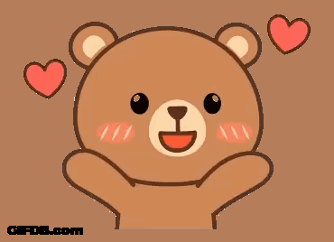 Teddy Bear With Two Hearts Around Head GIF