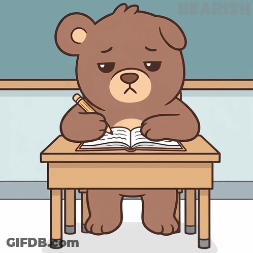 Teddy Bear Writing At Desk GIF