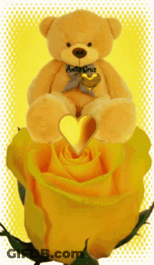 Teddy Bear Yellow Rosas GIF