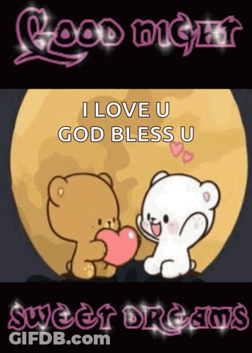 Teddy Bears Holding Heart Good Night GIF