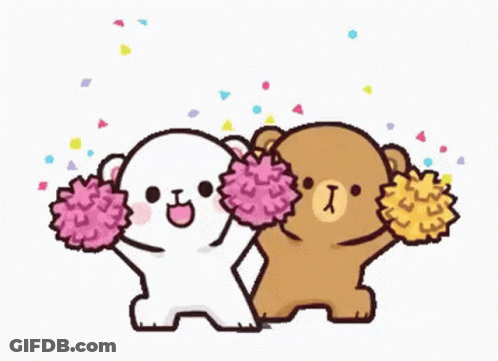 Teddy Bears Holding Pom Poms GIF