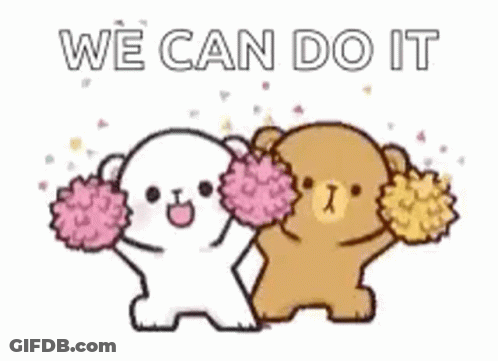 Teddy Bears Holding Pom Poms Saying We Can Do It GIF